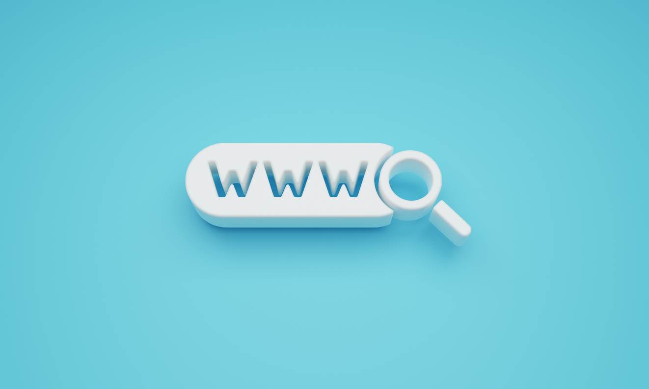 A website icon showcasing our services, featuring a magnifying glass on a blue background.