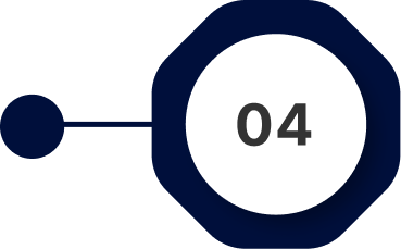 A navy blue octagonal shape with a connected circle and the number 04 displayed in the center on a white background.