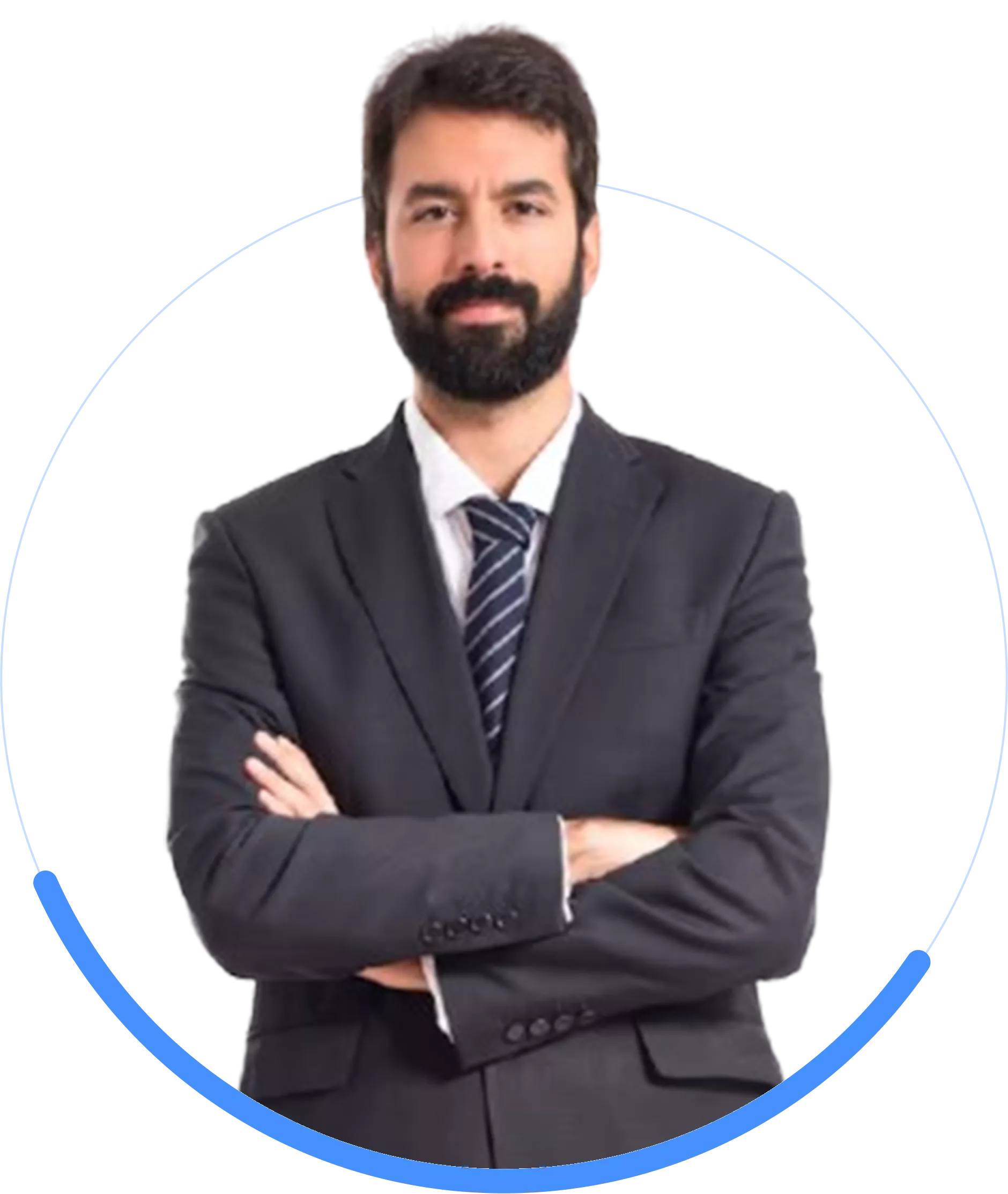 A man in a suit with his arms crossed.