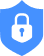Blue shield icon with a white padlock in the center, symbolizing security or protection.