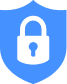 A blue shield with a white padlock icon in the center, symbolizing security or protection.